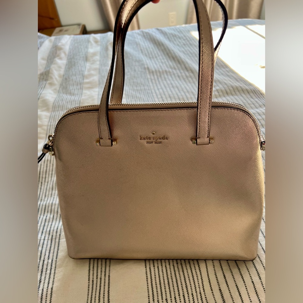 Kate Spade Maise Medium Dome Satchel, mtlcblush w/ detachable adjustable strap - Picture 3 of 9